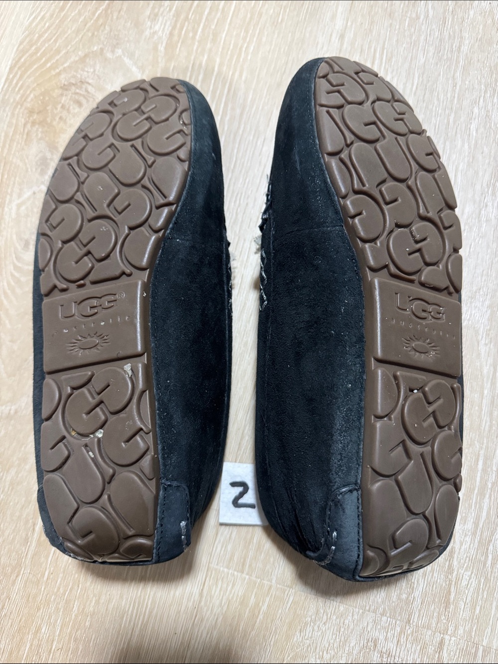UGG Men’s Black Suede Shearling-Lined Slip-On Moccasins - Picture 5 of 5